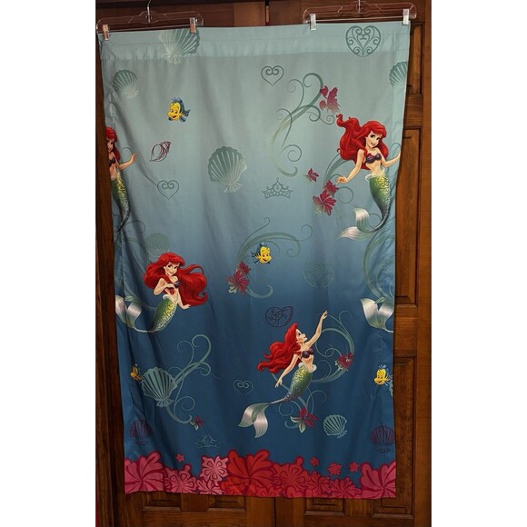 Disney Little Mermaid Bedroom Curtains Size 40 X 64 Inches Ariel Flounder VTG - Picture 1 of 7